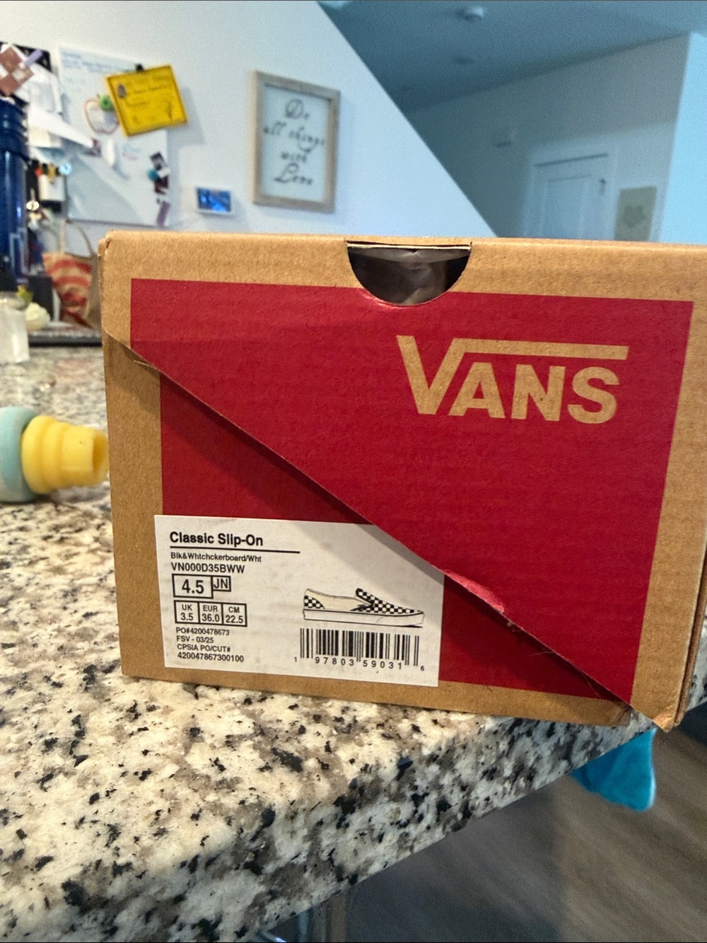 Vans Kids Classic Slip-On - Black & White Checkerboard 4.5 New